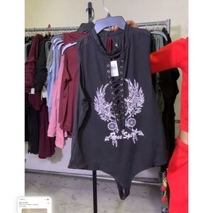 Black Lace-Up Women's Top